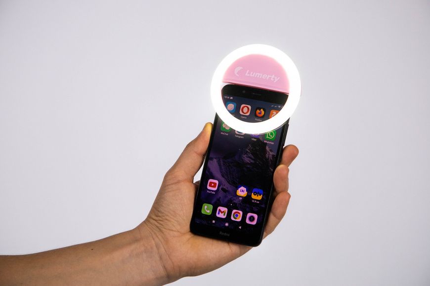 Селфі кільце Lumerty Ring Light (9см-5w) для телефону / лампа для відеодзвінків та селфі, рожева Selfi-1 фото