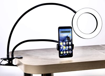 Кольцевая USB лампа LUMERTY Live Stream (16см - 12w) черная/ LED кольцо на гибком штативе 12WB-1856 фото