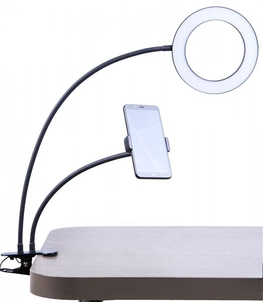 Кільцева USB лампа LUMERTY Live Stream (16см - 12w) чорна/ LED кільце на гнучкому штативі  12WB-1856 фото